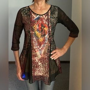 Women’s flowy multicolor blouse 3/4 sleeve lined